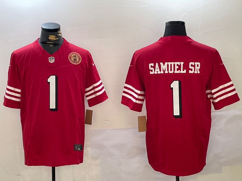 Men San Francisco 49ers #1 Samuel sr Red Three generations 2024 Nike Vapor Limited NFL Jersey style 7